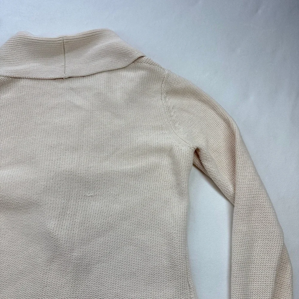 Lucky Brand Cream Shawl Collar Button‎ Front Cotton Knit Cardigan Sweater Small